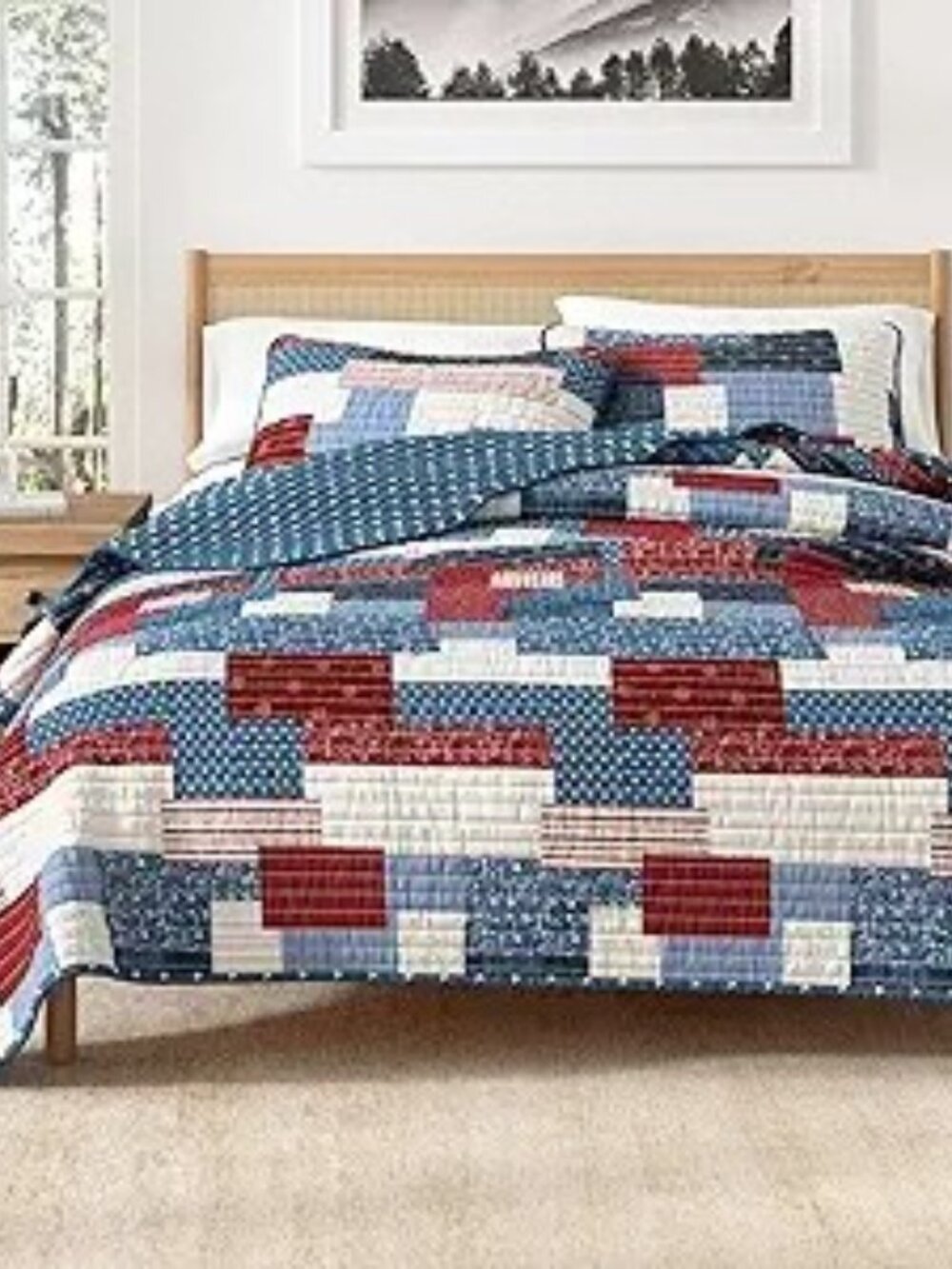 Americana Patchwork Twin 2 Piece Quilt, NWT